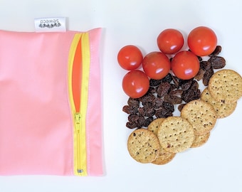 SewEco Reusable Zippy Snack & Sandwich Bag Pouch - Light Pink - *new* YOU CHOOSE ZIPPER colour!
