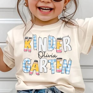 Personalized Kindergarten Tshirt Girls Custom Kids Name Back To School Shirt Toddler Kid Kindergarten Shirt With Name Kindergarten Girl Gift