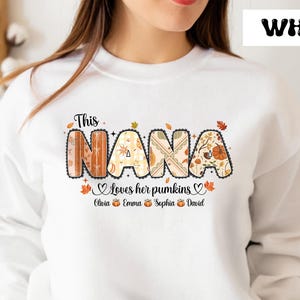 Custom This Grandma Loves Her Pumpkins Shirt, Custom Fall Nana With Kids Name, Fall Mama Little Pumpkin, Nini Shirt, Grandma&#39;s Pumpkin Fall