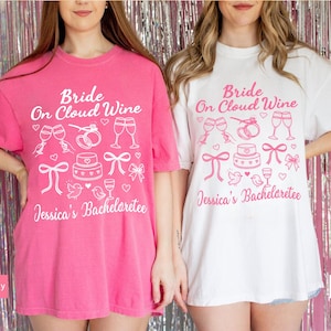 Comfort Colors Wine Bachelorette Party Shirts Custom Bachelorette Party Shirts Bride on Cloud Wine Bridal Party Shirts Luxury Bachelorette