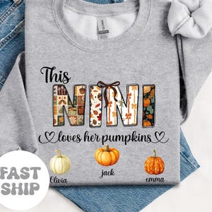 Custom This Grandma Nini Loves Her Pumpkins Shirt, Grandma Mimi Nana Gigi Fall Shirt, Pumpkin Grandma&#39;s Little Pumpkin, Nini Shirt
