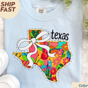 Comfort Colors Floral Coquette Texas Tshirt, Flood Relief Sweatshirt, Stronger than Storm, Strong Texas, Support Texas Community