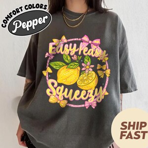 Comfort Colors Preppy Lemon Summer Shirt, Lemon Coquette Shirt, Preppy Summer Tee, Girly Summer Shirt, Easy Peasy Shirt, Lemon Shirt