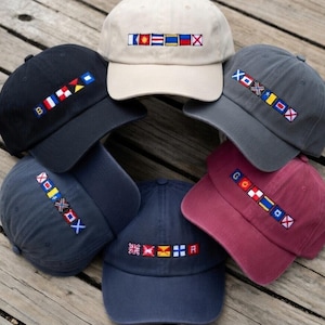 Custom Nautical Signal Flag Embroidered Hat, Nautical Flag Hat, Custom Captain Cap, Maritime Signal Flag Hat, Gift for Sailors