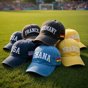 Embroidered Soccer 2026 Country Flags Hat, Soccer Fan Apparel, Custom Country Flag Hat, Travel Souvenir, 2026 Soccer Cap,Football Trophy Cap