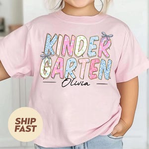 Back to School Shirt for Kids, Custom Kid Name Back to School Shirt, Preppy Kindergarten Shirt for Girls, Coquette Girly Bow School Shirt