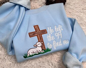 Embroidered Christian Shirt, Bible Verse Lost Sheep Design