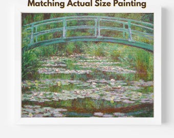 Claude Monet "Japanese Footbridge" Cross Stitch Pattern: Water Lilies Pond Fine Art Embroidery (PDF)