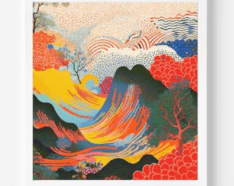 Yayoi Kusama Sea Waves Cross Stitch Pattern: Japanese Art Embroidery (PDF Pattern)