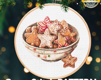 Christmas Cookie Platter Cross Stitch Pattern - Holiday Season Home Decor (PDF Download)