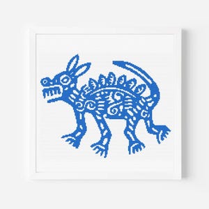 Aztec Art Coyote Jackal Cross Stitch Pattern: Totem Dog Blackwork Embroidery (PDF Download)