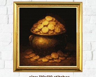 Pot of Gold Cross Stitch Pattern: Wealth & Abundance (PDF Pattern)