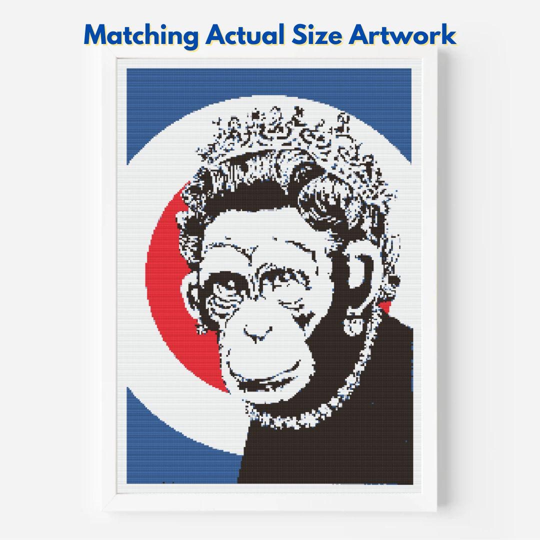 Banksy Monkey Queen Cross Stitch Pattern: Graffiti Wall Art (PDF ...