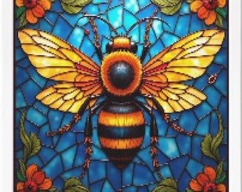 Patrón de punto de cruz de abeja, Patrón de punto de cruz de insecto, Salvemos a las abejas, Patrón de punto de cruz de abeja melífera, Bordado del Día de la Tierra
