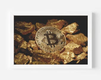 Bitcoin Gold Coin Money Cross Stitch Pattern: Law of Attraction Wealth (PDF Pattern)