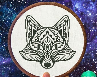Fox Cross Stitch, Witchy Cross Stitch, Animal Cross Stitch Pattern, Fox Cross Stitch Pattern (PDF)