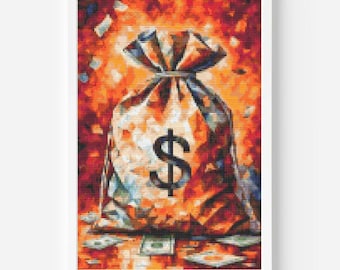 Money Bag Cross Stitch Pattern: Law of Attraction, Wealth (PDF Pattern)