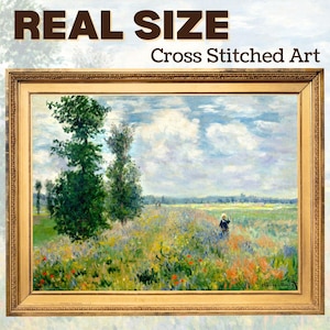 Monet Poppy Field Cross Stitch Pattern: Fine Art Embroidery (PDF)