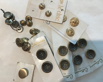 Vintage Metal Buttons Lot of 30 Gold buttons from the 1960's and 1970's Sewing Crafts Needlearts