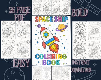 Spaceship Coloring Book for Kids: Bold & Easy Space Designs (PDF Download)