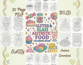 Glitter Glass Food Coloring Book: Bold & Easy Sweets (PDF)