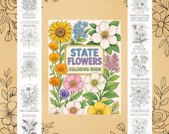 State Flowers Coloring Book: Educational Nature Printables (PDF Download