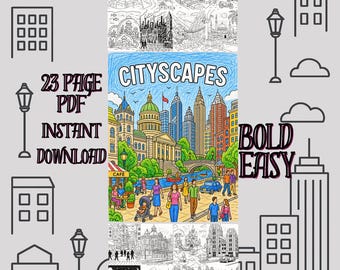 Cityscape Coloring Book: Bold Urban Scenes, Relaxing Adult & Teen Art (PDF Download)
