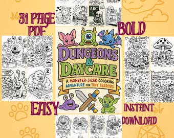 Dungeons & Daycare Coloring Book: Bold Monster Pages (PDF Download)