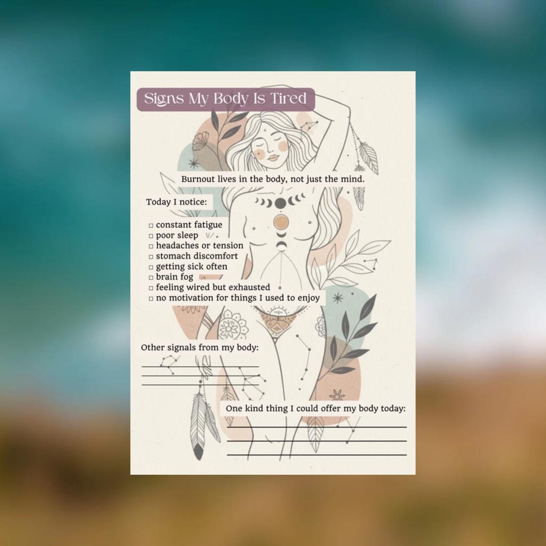 Body Check-in Printable | Somatic Awareness Worksheet | Burnout ...
