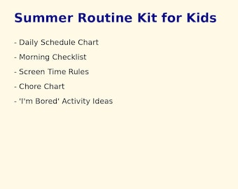 Kit de rutina y horario de verano para niños, planificador diario imprimible, tabla de tareas, ideas de actividades