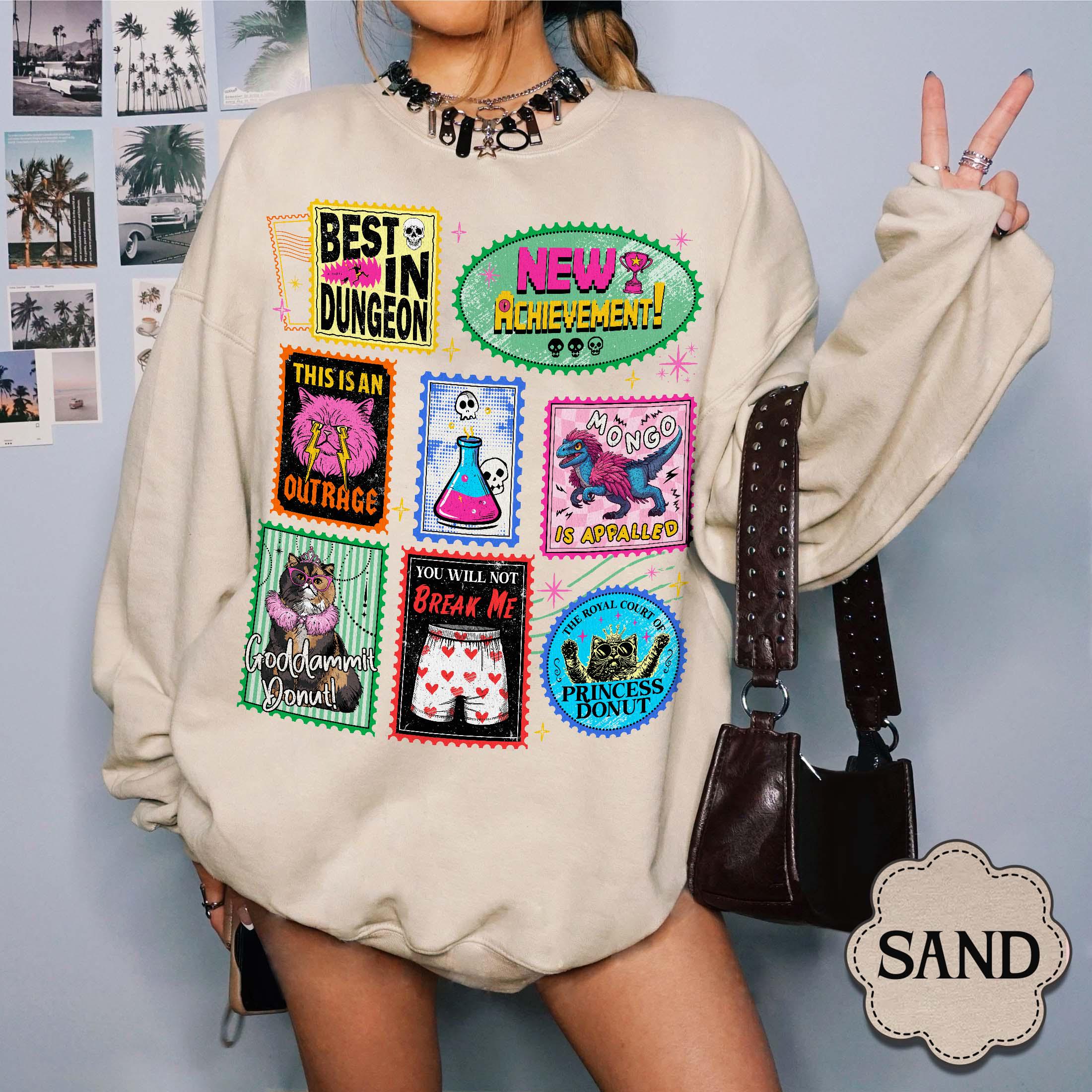 Dungeon Crawler Carl Book Stamps Sweatshirt, New Achievement Shirt, Princess Donut And Mongo Shirt, Book Series Apparel for Booktok