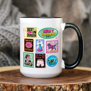 Dungeon Crawler Carl Quotes Stamps Ceramic Mug 2-sided, New Achievement Mug, DCC Gifts for Fantasy SciFi Book Lovers, Book Series Coffee Cup