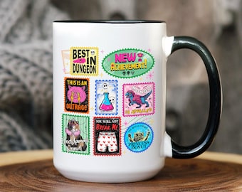 Dungeon Crawler Carl Quotes Stamps Ceramic Mug 2-sided, New Achievement Mug, DCC Gifts for Fantasy SciFi Book Lovers, Book Series Coffee Cup