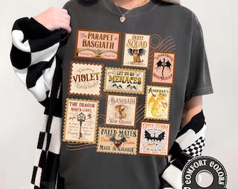 Books Stamp Comfort Colors Shirt, Xaden Riorson Shirt, Violet Sorrengail, Gifts for Fourth Wings Fan, Fantasy Book Dragon