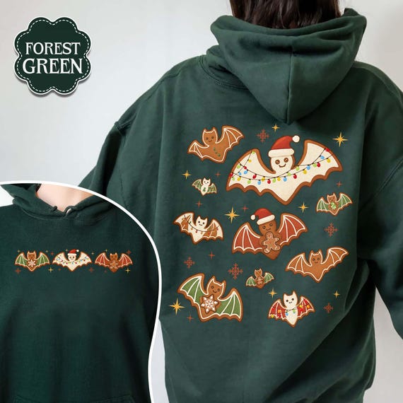 Gingerbread Bats Christmas Hoodie, Spooky Holiday Sweatshirt