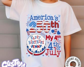 Custom Comfort Colors Youth T-Shirt, Patriotic 4th of July Birthday Tee