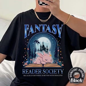 Fantasy Reader Society Comfort Colors Shirt, Fantasy Dragon Bookish T-Shirt, Book Lovers Society Shirt, Read Fantasy Shirt for Fantasy Fan
