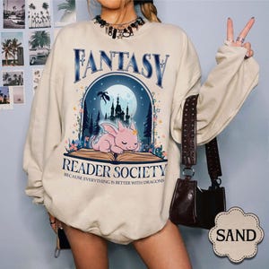 Fantasy Reader Society Sweatshirt, Fantasy Dragon Bookish T-Shirt, Book Lovers Society Shirt, Read Fantasy Shirt for Fantasy Fan
