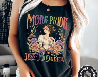 Vintage Literary Tank Top, Comfort Colors Pride Ally, Jane Austen Book Lover