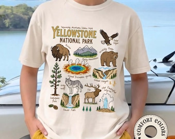 Yellowstone National Park Bison Graphic Tee, Vintage Rocky Mountains Nature Shirt