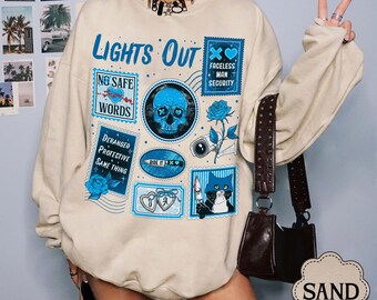 Lights Out Book Stamps Sweatshirt, Dark Romance Reader Gift
