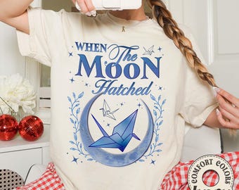 When The Moon Hatched Comfort Colors Shirt, Romantasy Dragon Bookish T Shirt, Dragon Moonplume Tee, Gift For Book Lover, Bookish Merch