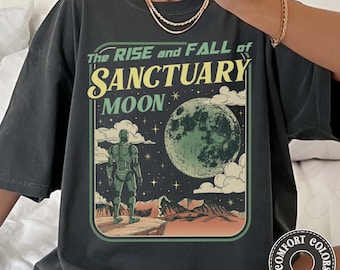 The Rise and Fall of Sanctuary Moon Comfort Colors T-Shirt, Murderbot Diaries Inspired Shirt, Retro Sci-Fi Graphic Tee for Book Lovers