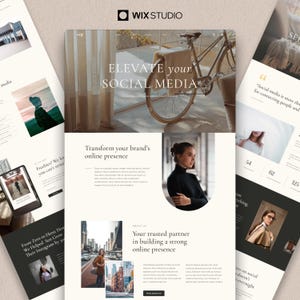 Websitesjabloon Wix Studio: socialmediamanager, coach, minimalistisch ontwerp