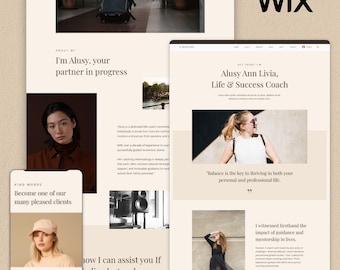Minimalist Wix Website Template: Life Coach, Neutral Beige