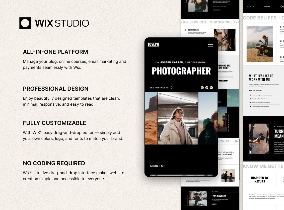 Wix Studio Photographer Website Template: Bold Portfolio Design - Etsy