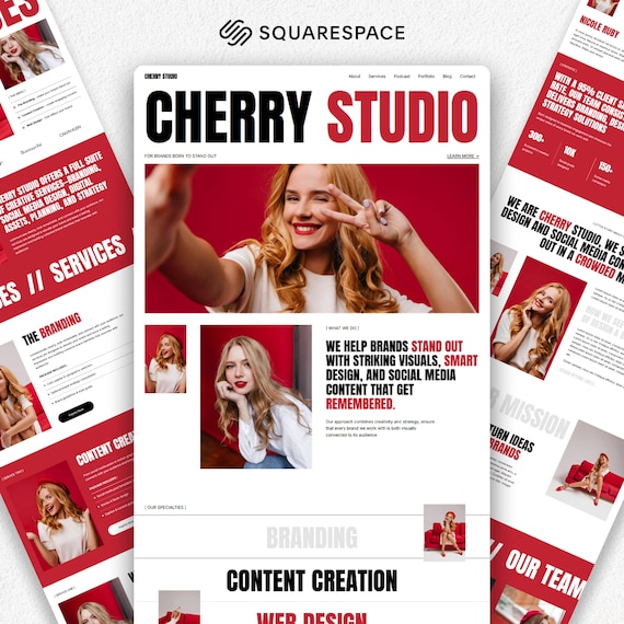 Squarespace Template for Creative Studio, branding experts, podcasters, bloggers, and service providers