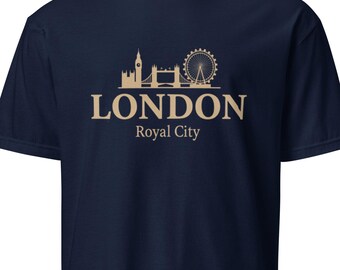 London T-Shirt for Men Women – Royal City Shirt with Skyline – Minimalist London City Graphic Tee – Gift for London Fans