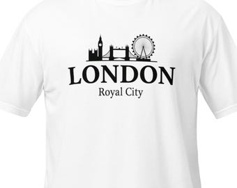 London T-Shirt for Men Women – Royal City Shirt with Skyline – Minimalist London City Graphic Tee – Gift for London Fans