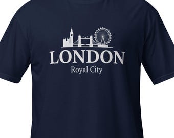 London T-Shirt for Men Women – Royal City Shirt with Skyline – Minimalist London City Graphic Tee – Gift for London Fans